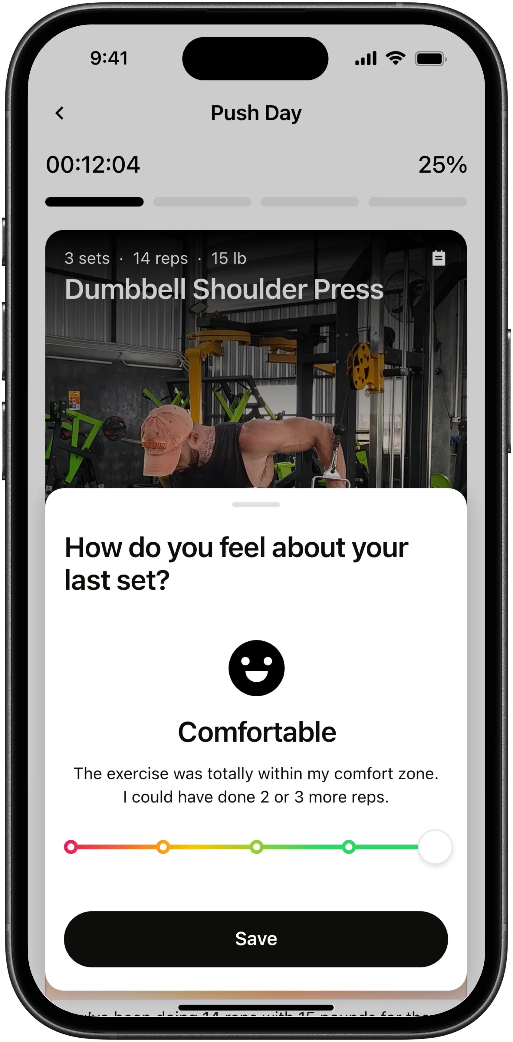 Post-set feedback screen