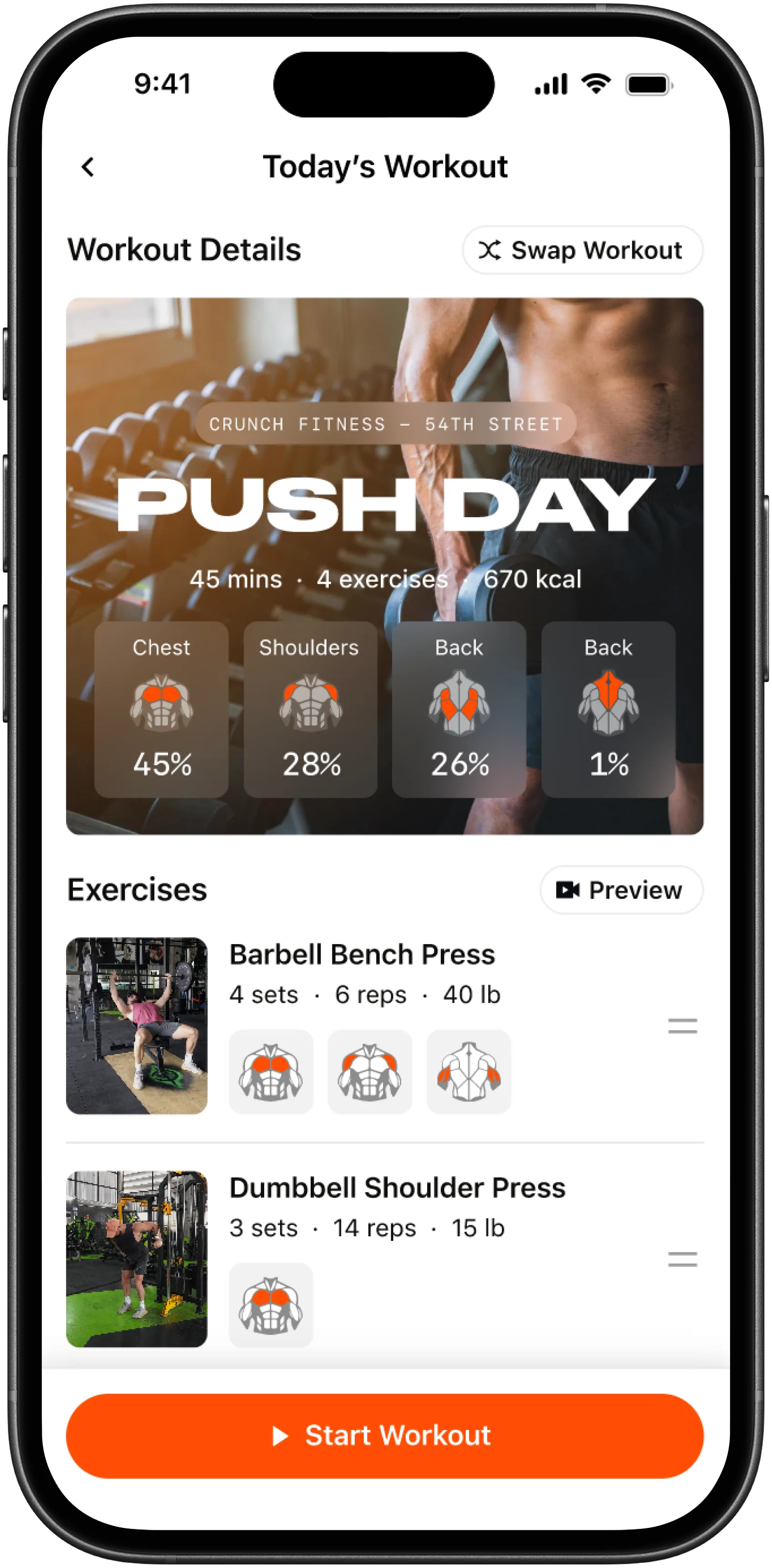 Workout details overview